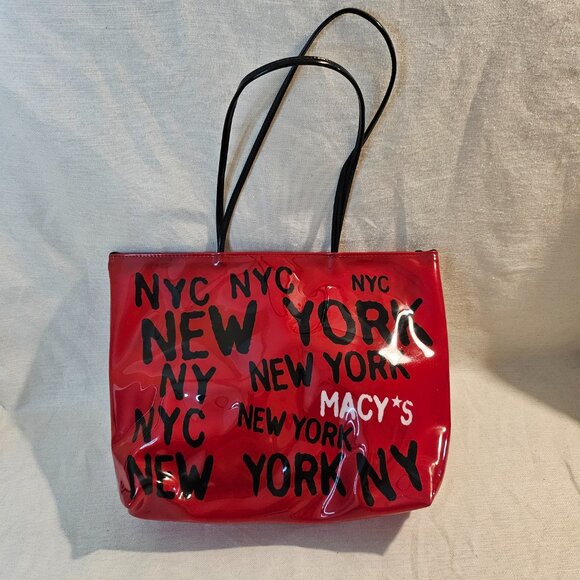 Macy's New York Zippered Tote Bag - Red - Picture 2 of 4